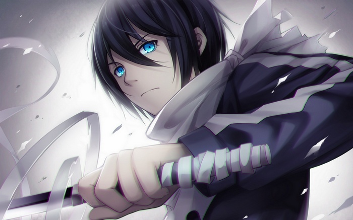 Yato from Noragami holding a sword