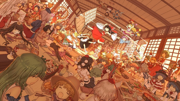 Mononobe no Futo, Alice Margatroid, Medicine Melancholy, Kishin Sagume, detailed, Letty Whiterock, Kirisame Marisa, Hakurei Reimu, Toramaru Shou, Konpaku Youmu, Remilia Scarlet, Patchouli Knowledge, Yakumo Yukari, Wriggle Nightbug