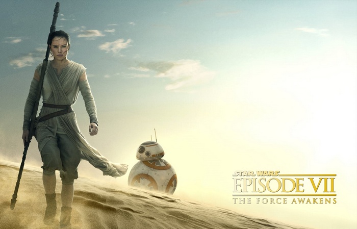Rey and BB-8 in Star Wars: The Force Awakens