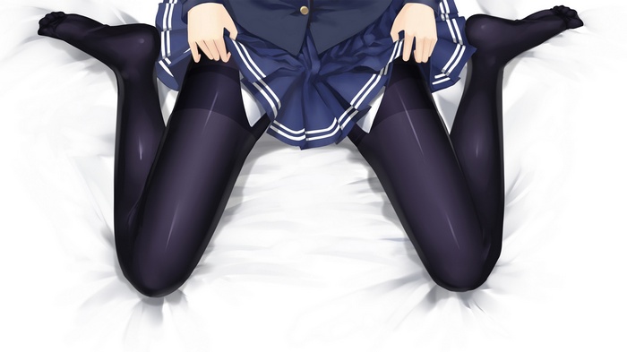 bed, Saenai Heroine no Sodatekata, pantyhose, school uniform