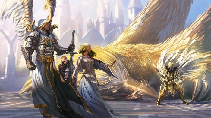 Heroes of Might and Magic angel and dragon fantasy art
