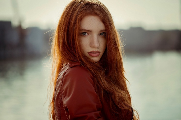 Redhead woman with freckles