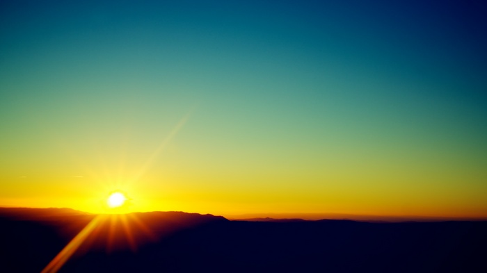 Sunset over a mountain range