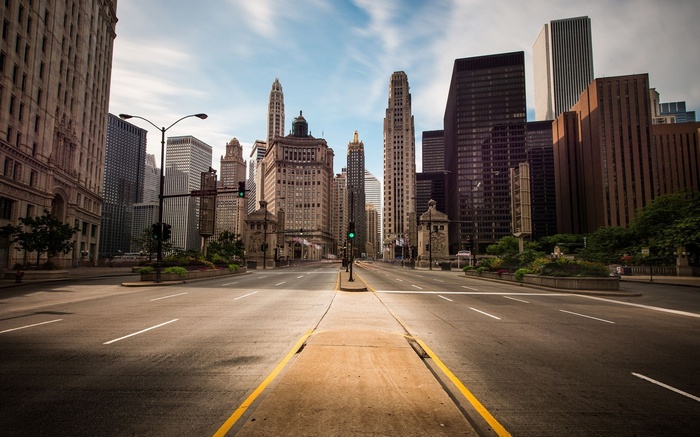 Chicago skyscrapers and street view