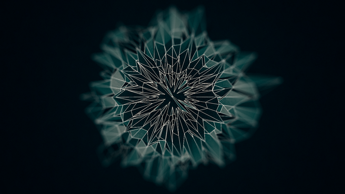 Abstract low poly geometric shape on dark background