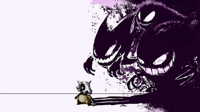 Pokémon Cubone and Gastly, Haunter, Gengar digital art