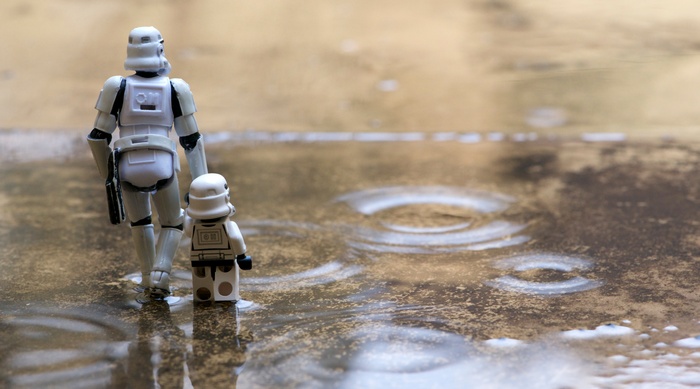 Stormtroopers walking in the rain