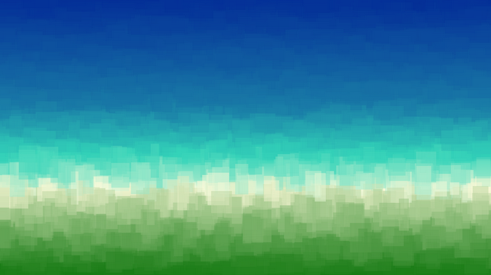 Abstract gradient of blue, green, and white squares