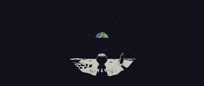 Astronaut on the Moon looking at Earth