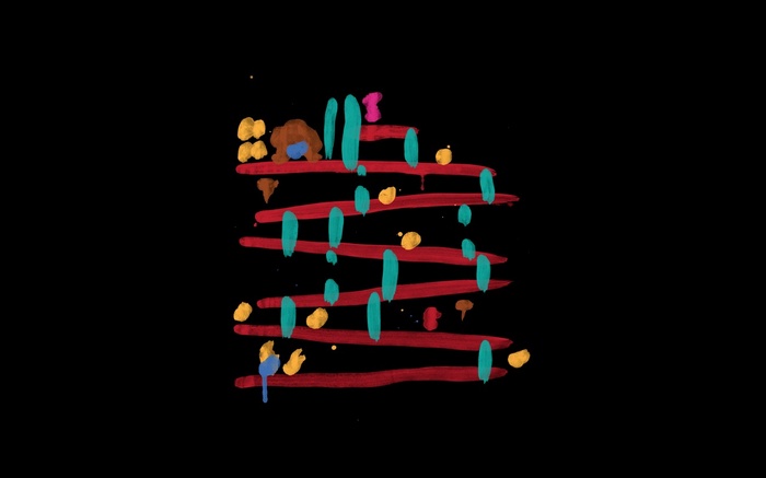 Donkey Kong painting with red ladders and colorful elements
