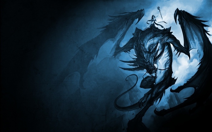 Fantasy art of a dragon with a rider