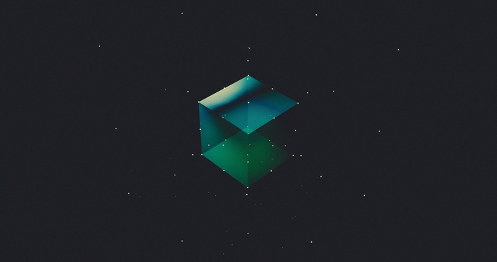 Abstract geometric shape with glowing dots