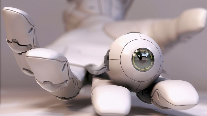 Sarif Industries robot eye on a robotic hand