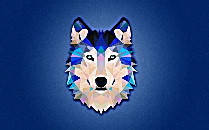 Low poly wolf head illustration