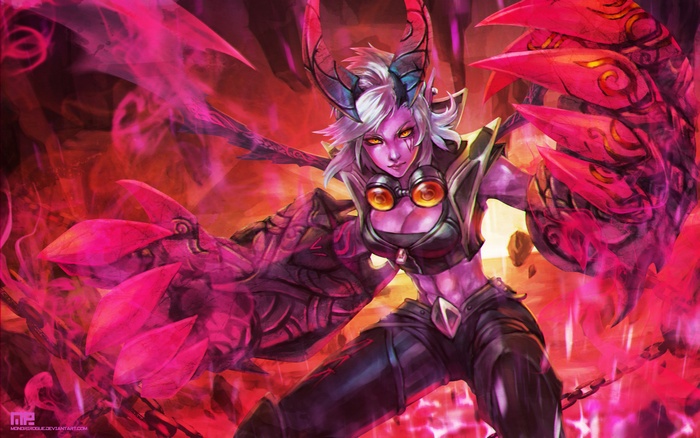 Vi from League of Legends with pink energy