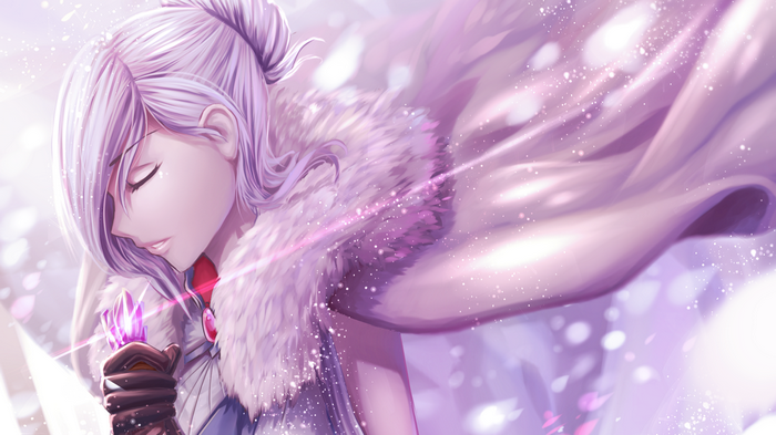 Weiss Schnee holding a crystal in RWBY
