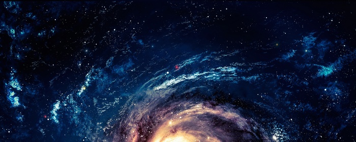 A swirling galaxy with stars and nebulae