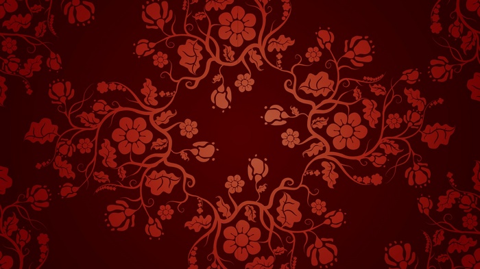 Red floral fantasy art pattern