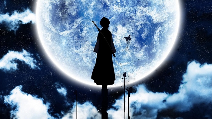 Kuchiki Rukia Silhouette Against a Large Moon