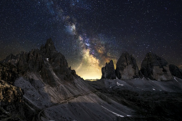 Milky Way over Tre Cime di Lavaredo mountains