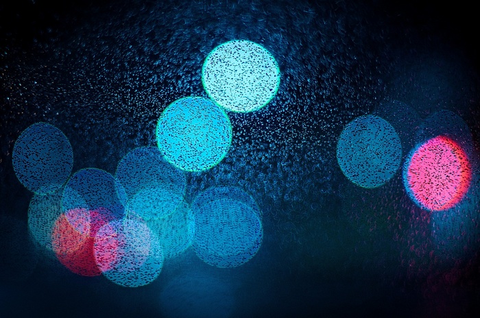 Bokeh lights on a wet surface