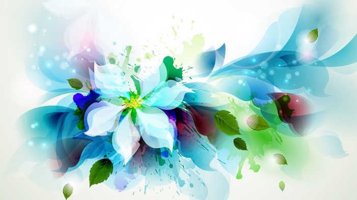 Abstract floral design with blue and green colors