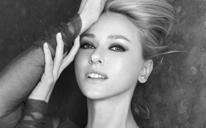 Naomi Watts portrait with hands in blonde hair