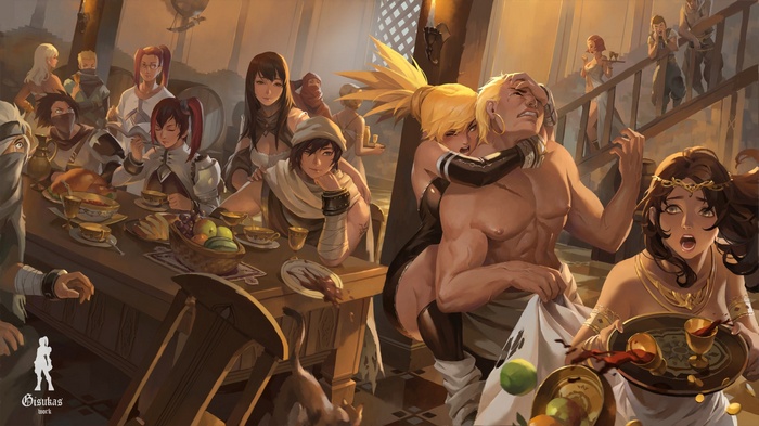 The War of Genesis 3 characters at a feast
