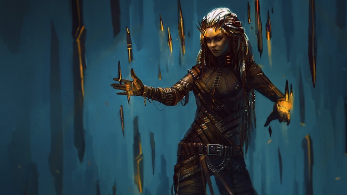 Fantasy art of a woman with glowing hands
