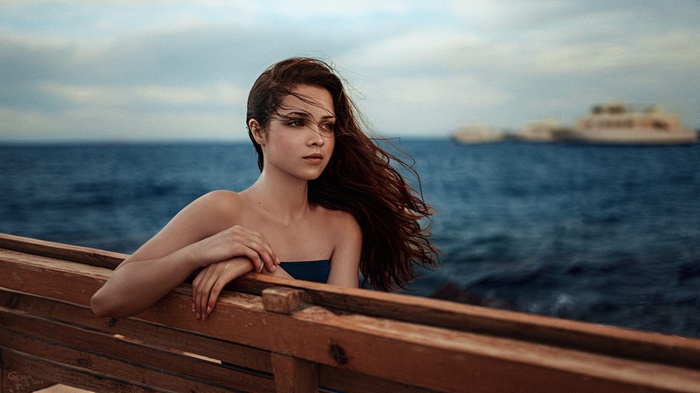 Portrait of a woman by the sea by Georgy Chernyadyev