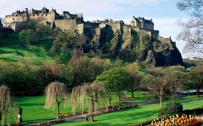 Edinburgh Castle on a rocky outcrop