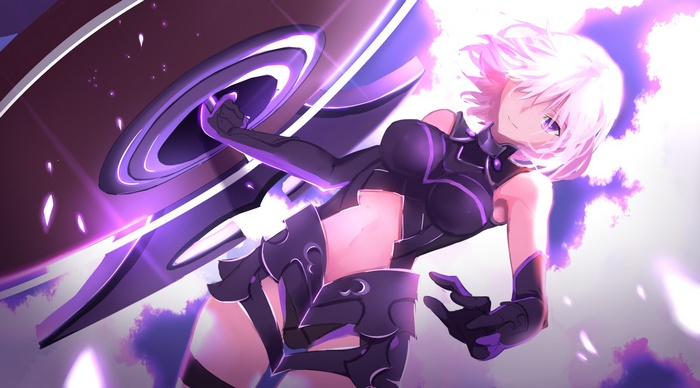 Shielder (Fate Grand Order) with purple eyes