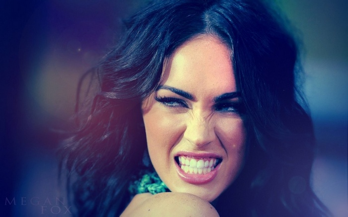 Megan Fox with dark wavy hair