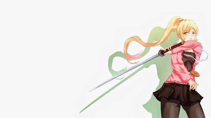 Oshino Shinobu from Monogatari Series with a sword
