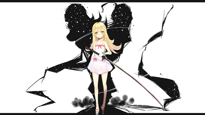Oshino Shinobu from Monogatari Series with a sword