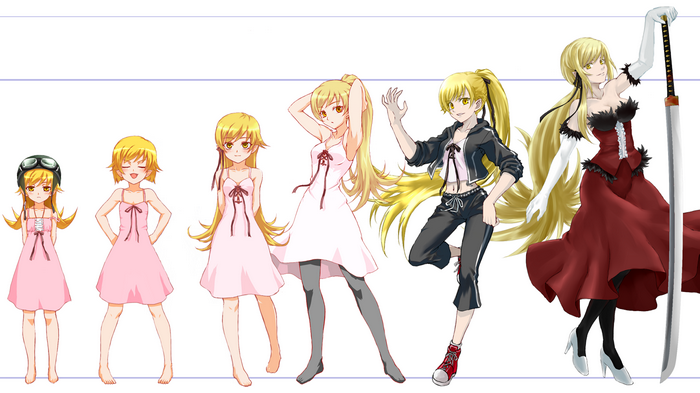 anime, long hair, anime girls, Monogatari Series, Oshino Shinobu, blonde