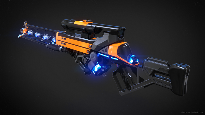 gun, CGI, futuristic