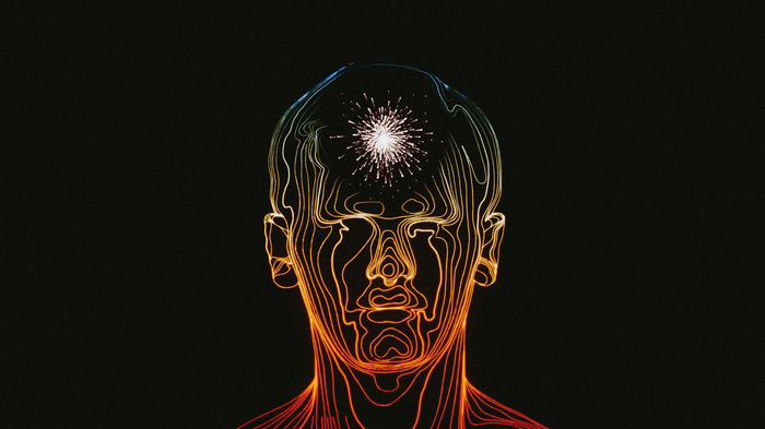 Digital Art Portrait of a Man with Colorful Lines and Sparkles