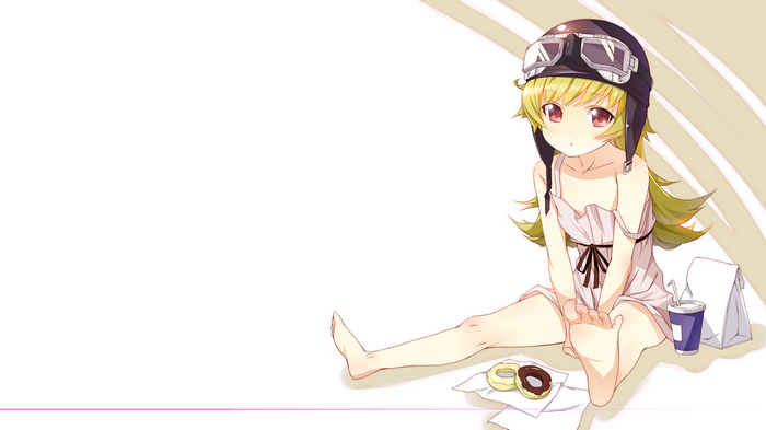 Oshino Shinobu from Monogatari Series with donuts