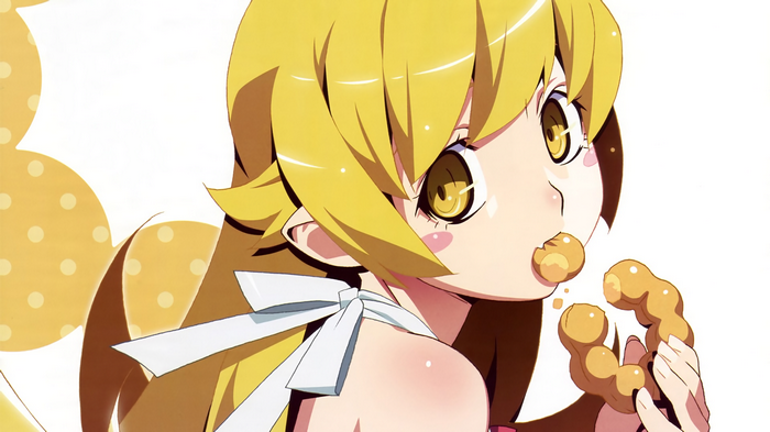 Oshino Shinobu eating donuts from Monogatari Series