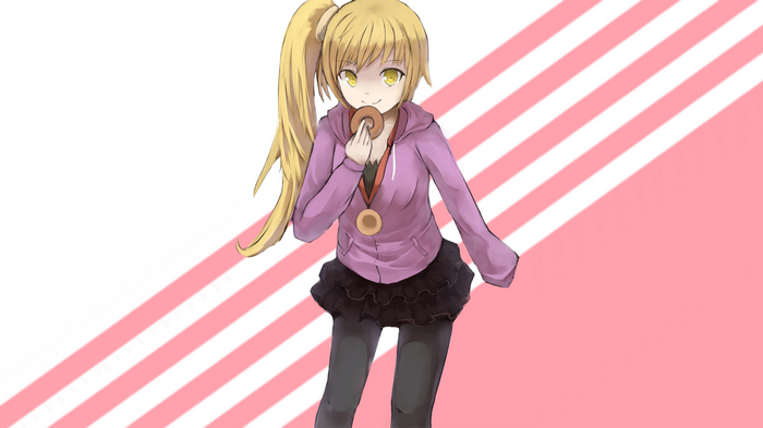 Oshino Shinobu eating a donut