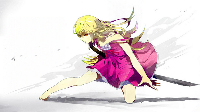Oshino Shinobu from Monogatari Series with a sword