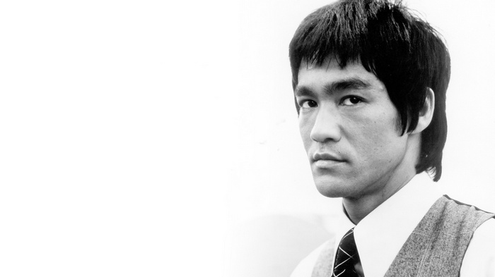 Bruce Lee portrait in monochrome