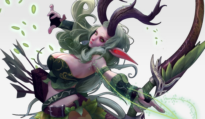 Anime girl with horns and bow