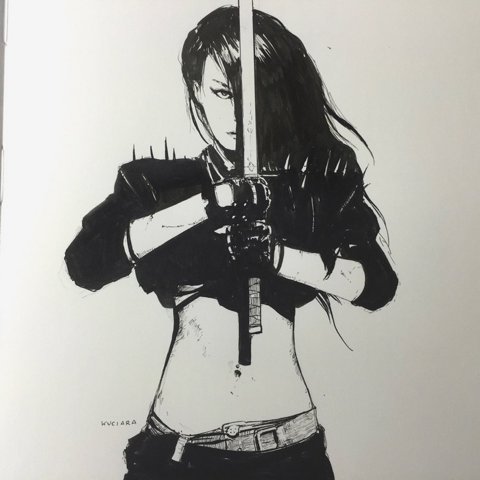 Anime girl holding a sword