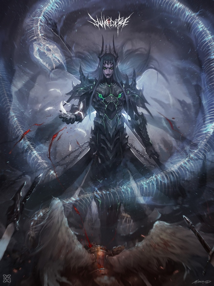 Dark King with Serpent Skeleton and Wings