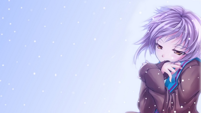 Nagato Yuki from The Melancholy of Haruhi Suzumiya in snow