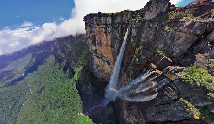 Angel Falls waterfall cascading down a sheer cliff face