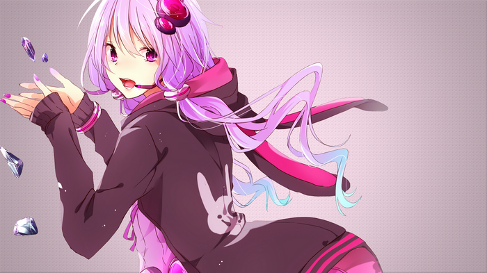 Yuzuki Yukari anime girl with purple hair and headphones