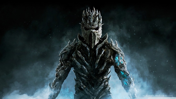 Fantasy art of a menacing armored creature